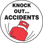 ACCUFORM SIGNS® Hard Hat/Helmet Decal, KNOCK OUT...ACCIDENTS, 2¼", Adhesive Vinyl, 10/Pk