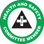 Accuform Hard Hat/Helmet Decal, HEALTH AND SAFETY COMMITTEE MEMBER, 2¼", Adhesive Vinyl, 10/Pack (LHTL133)