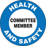 Accuform Hard Hat/Helmet Decal, HEALTH AND SAFETY COMMITTEE MEMBER, 2 1/4", Adhesive Vinyl, 10/Pack (LHTL131)