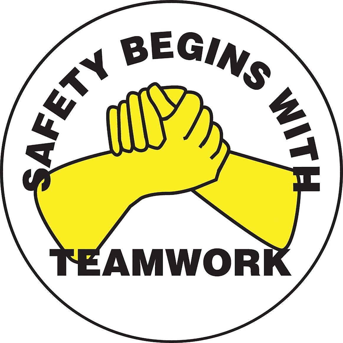 Accuform Hard Hat/Helmet Decal, SAFETY BEGINS WITH TEAMWORK, 2 1/4", Adhesive Vinyl, 10/Pack (LHTL171)