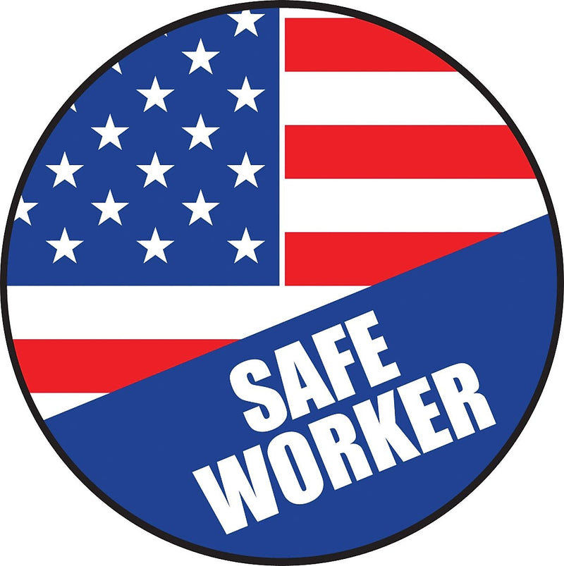 Accuform Hard Hat/Helmet Decal, SAFE WORKER, 2 1/4", Adhesive Vinyl, 10/Pack (LHTL154)
