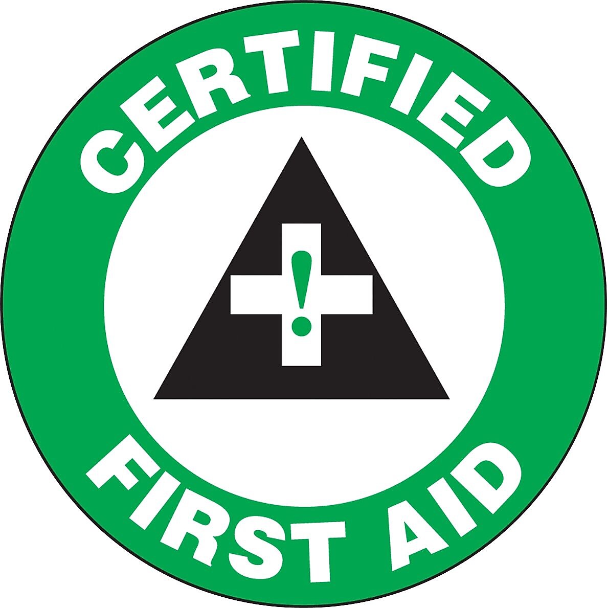Accuform Hard Hat/Helmet Decal, CERTIFIED FIRST AID, 2 1/4", Adhesive Vinyl, 10/Pack (LHTL109)