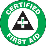 Accuform Hard Hat/Helmet Decal, CERTIFIED FIRST AID, 2 1/4", Adhesive Vinyl, 10/Pack (LHTL109)