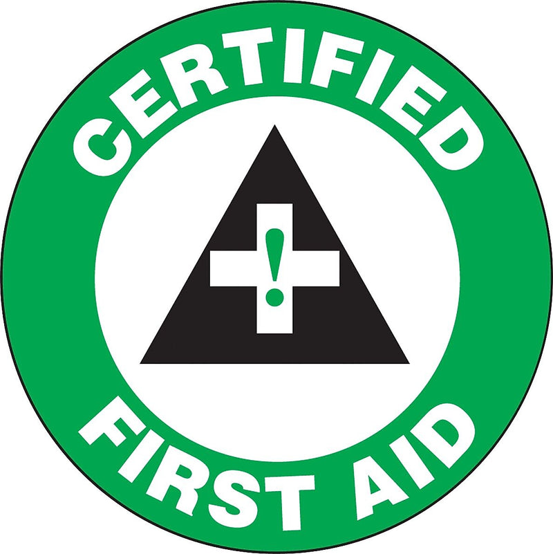 Accuform Hard Hat/Helmet Decal, CERTIFIED FIRST AID, 2 1/4", Adhesive Vinyl, 10/Pack (LHTL109)