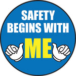 Accuform Hard Hat/Helmet Decal, SAFETY BEGINS WITH ME, 2 1/4", Adhesive Vinyl, 10/Pack (LHTL152)