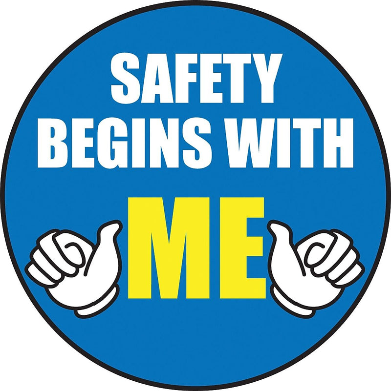 Accuform Hard Hat/Helmet Decal, SAFETY BEGINS WITH ME, 2 1/4", Adhesive Vinyl, 10/Pack (LHTL152)