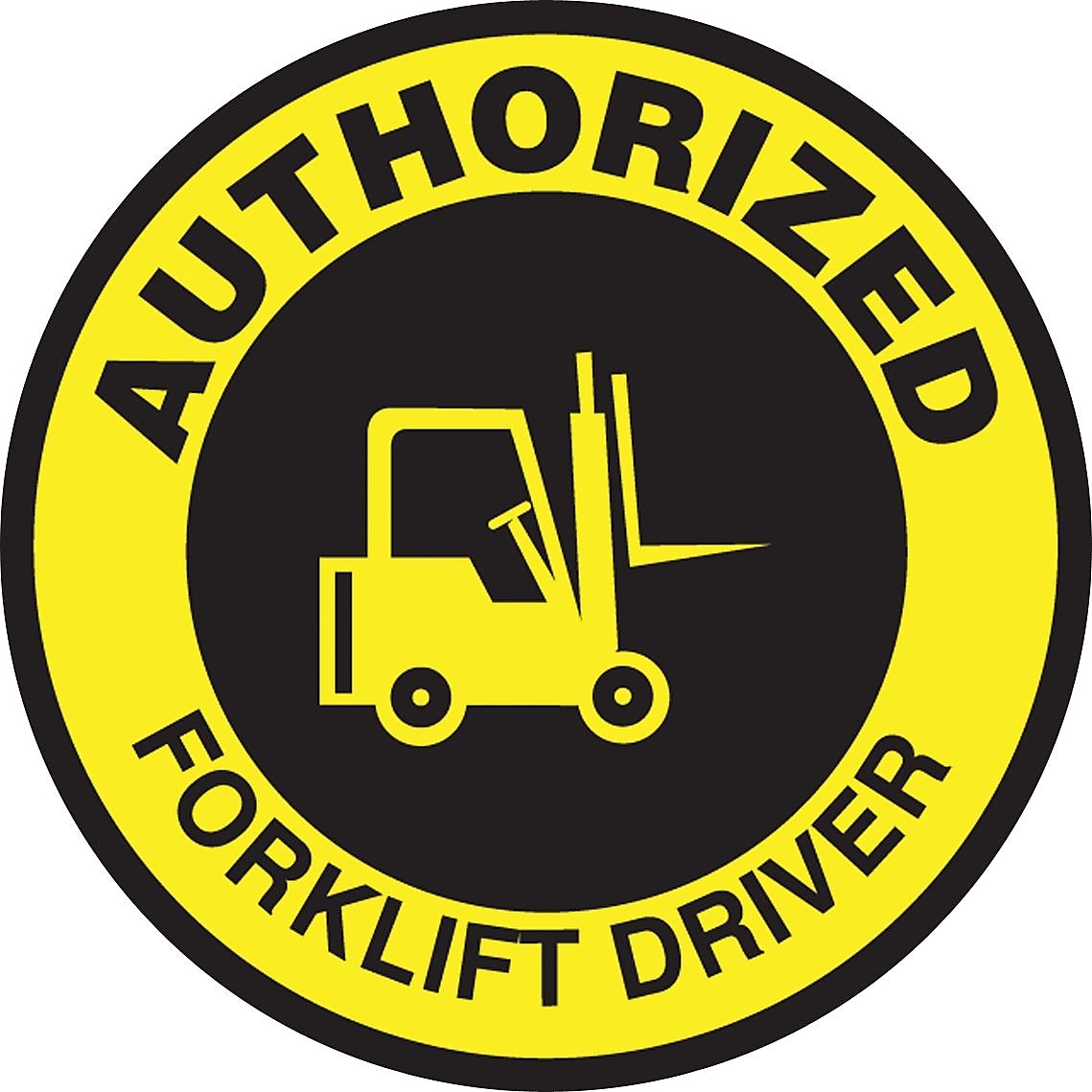 Accuform Hard Hat/Helmet Decal, AUTHORIZED FORKLIFT DRIVER, 2 1/4", Adhesive Vinyl, 10/Pack (LHTL332)