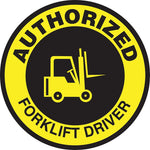 Accuform Hard Hat/Helmet Decal, AUTHORIZED FORKLIFT DRIVER, 2 1/4", Adhesive Vinyl, 10/Pack (LHTL332)