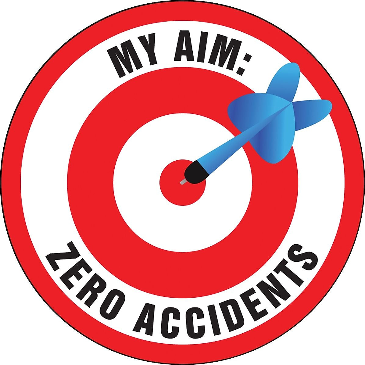 Accuform Hard Hat/Helmet Decal, MY AIM: ZERO ACCIDENTS, 2¼", Adhesive Vinyl, 10/Pack (LHTL140)