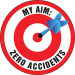Accuform Hard Hat/Helmet Decal, MY AIM: ZERO ACCIDENTS, 2¼", Adhesive Vinyl, 10/Pack (LHTL140)