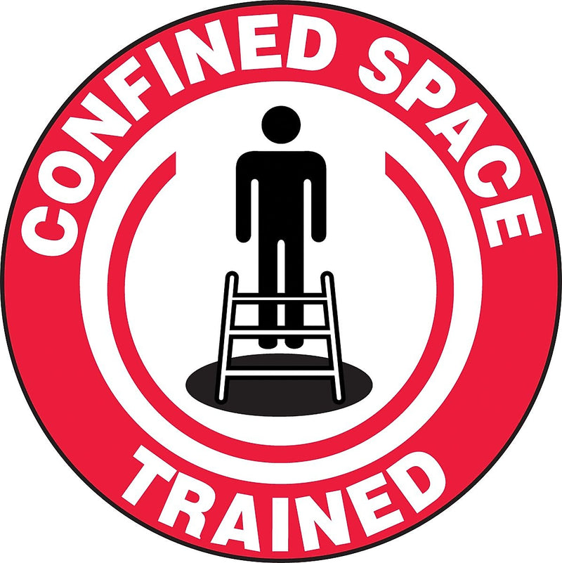 Accuform Hard Hat/Helmet Decal, CONFINED SPACE TRAINED, 2 1/4", Adhesive Vinyl, 10/Pack (LHTL114)