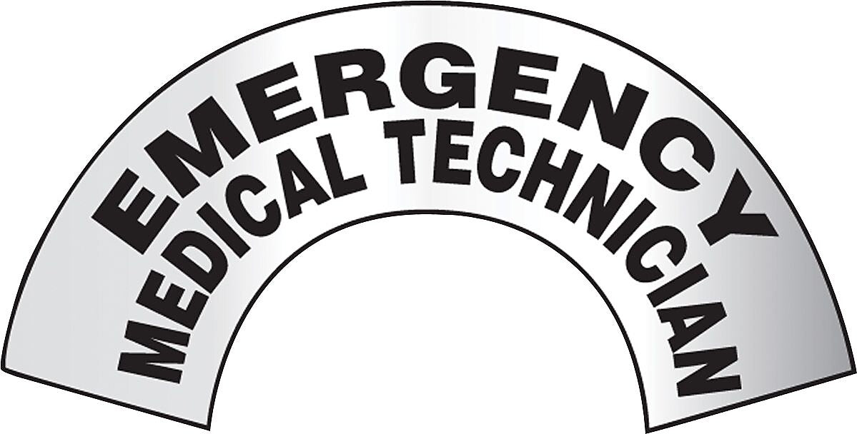 Accuform ER Reflective Helmet Sticker; EMERGENCY MEDICAL TECHNICIAN, 3"x6-7/8" Adhesive Vinyl (MRBWRV05RFV)
