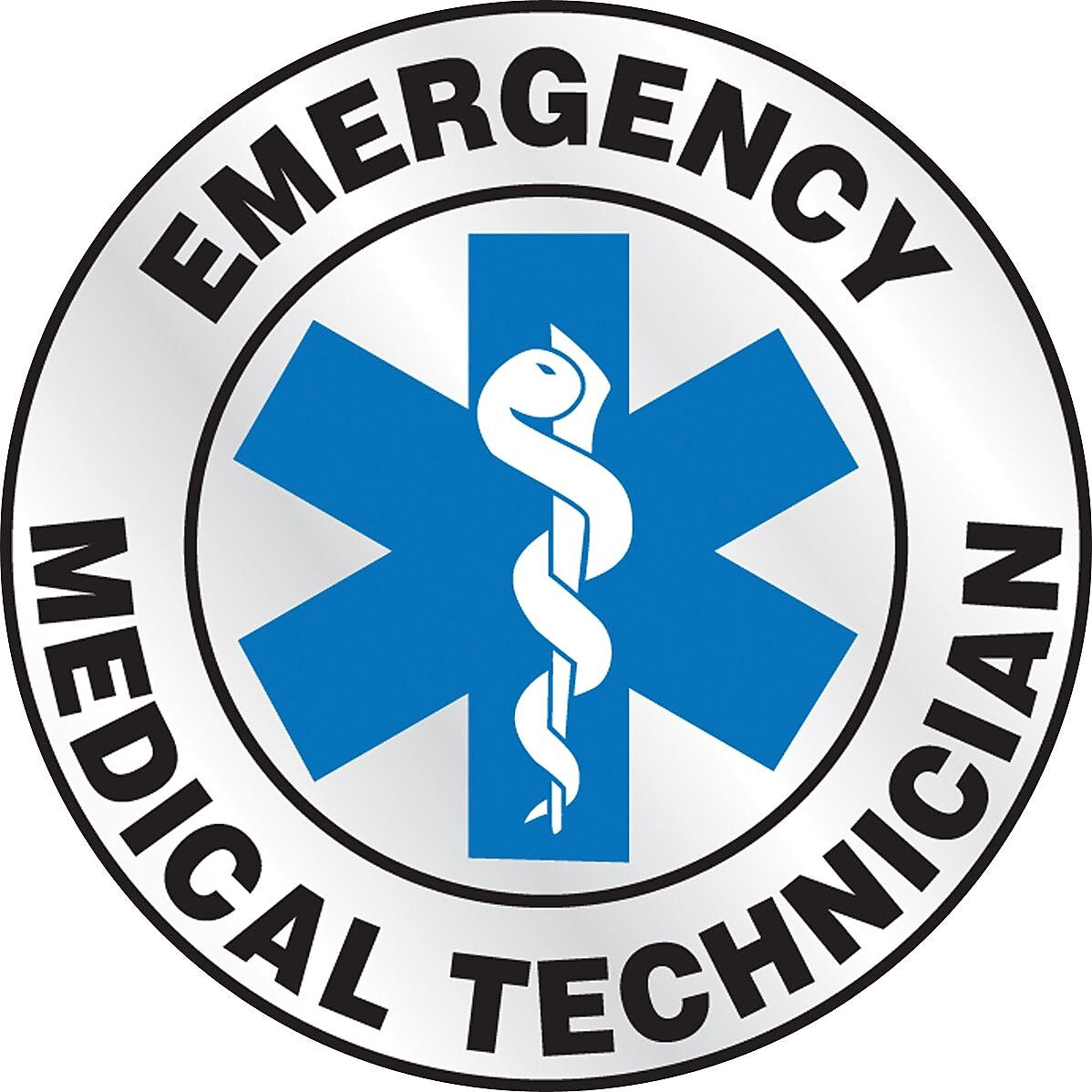 Accuform ER Reflective Helmet Sticker, EMERGENCY MEDICAL TECHNICIAN, 2¼", Adhesive Vinyl (LHTL608)