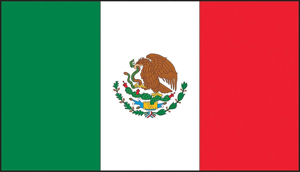Accuform Hard Hat/Helmet Decal, MEXICAN FLAG, 2" x 4", Reflective Adhesive Vinyl, 5/Pack (LHTL698)