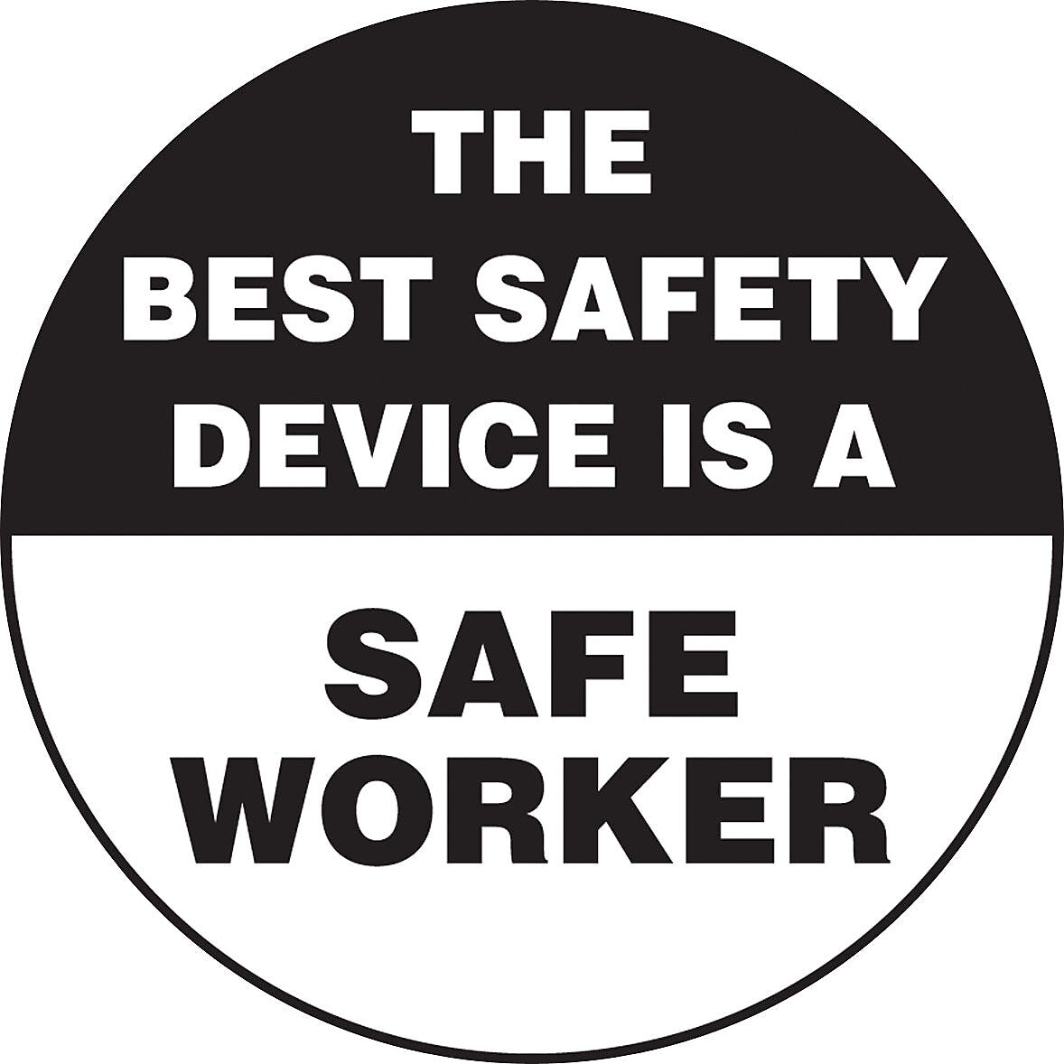 Accuform Hard Hat/Helmet Decal, THE BEST SAFETY DEVICE IS A SAFE WORKER, 2 1/4", Vinyl, 10/Pack (LHTL187)