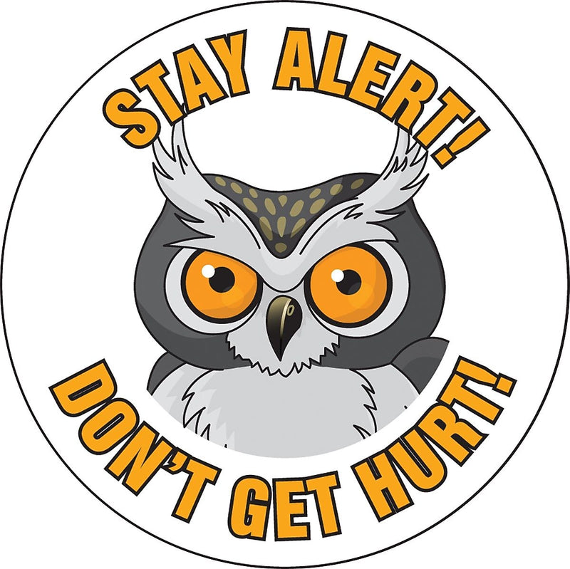 Accuform Hard Hat/Helmet Decal, STAY ALERT! DON'T GET HURT!, 2 1/4", Adhesive Vinyl, 10/Pack (LHTL218)