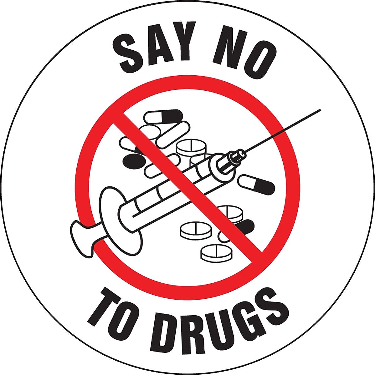Accuform Hard Hat/Helmet Decal, SAY NO TO DRUGS, 2 1/4", Adhesive Vinyl, 10/Pack (LHTL216)