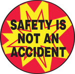 Accuform Hard Hat/Helmet Decal, SAFETY IS NOT AN ACCIDENT, 2¼", Adhesive Vinyl, 10/Pack (LHTL175)