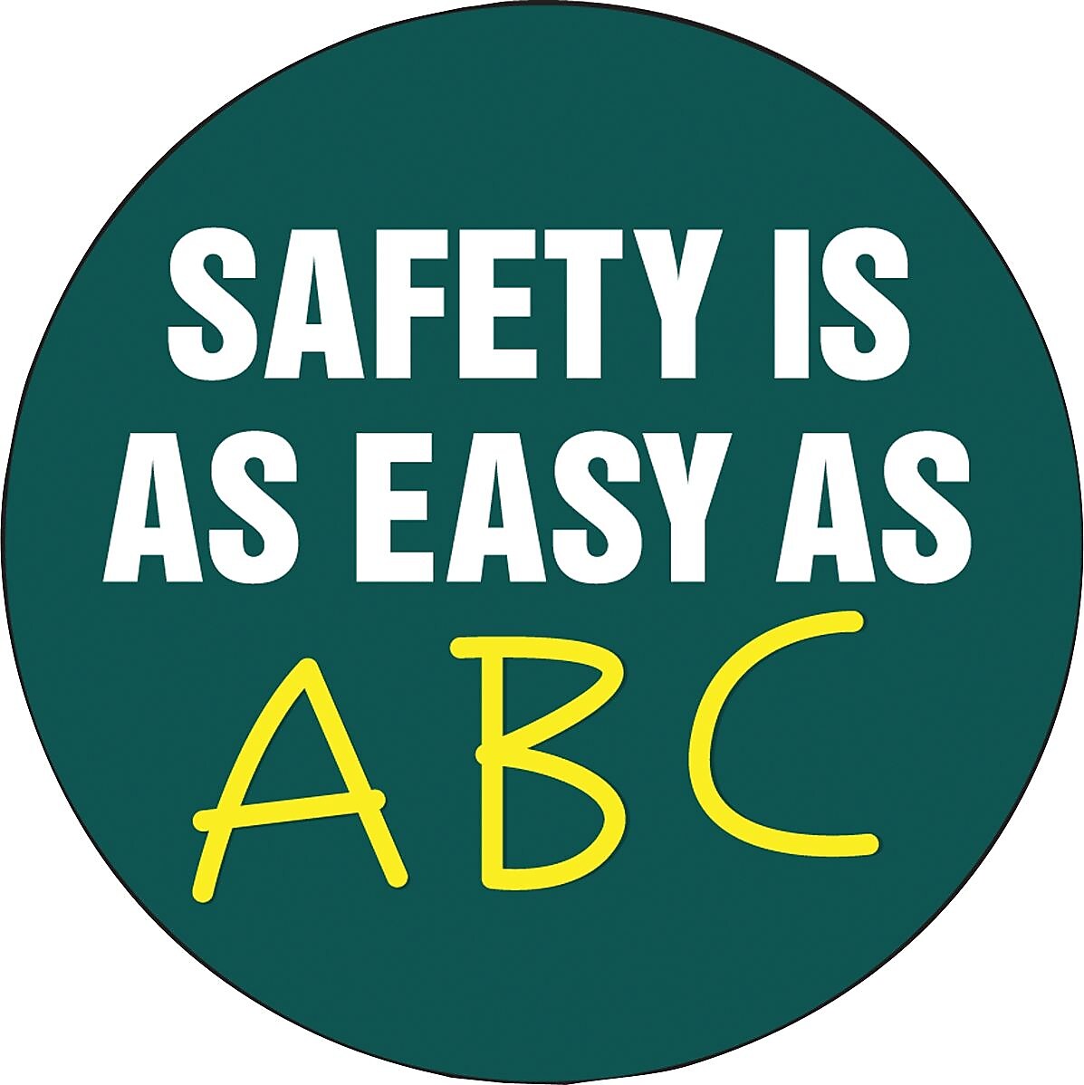 Accuform Hard Hat/Helmet Decal, SAFETY IS AS EASY AS ABC, 2¼", Adhesive Vinyl, 10/Pack (LHTL178)