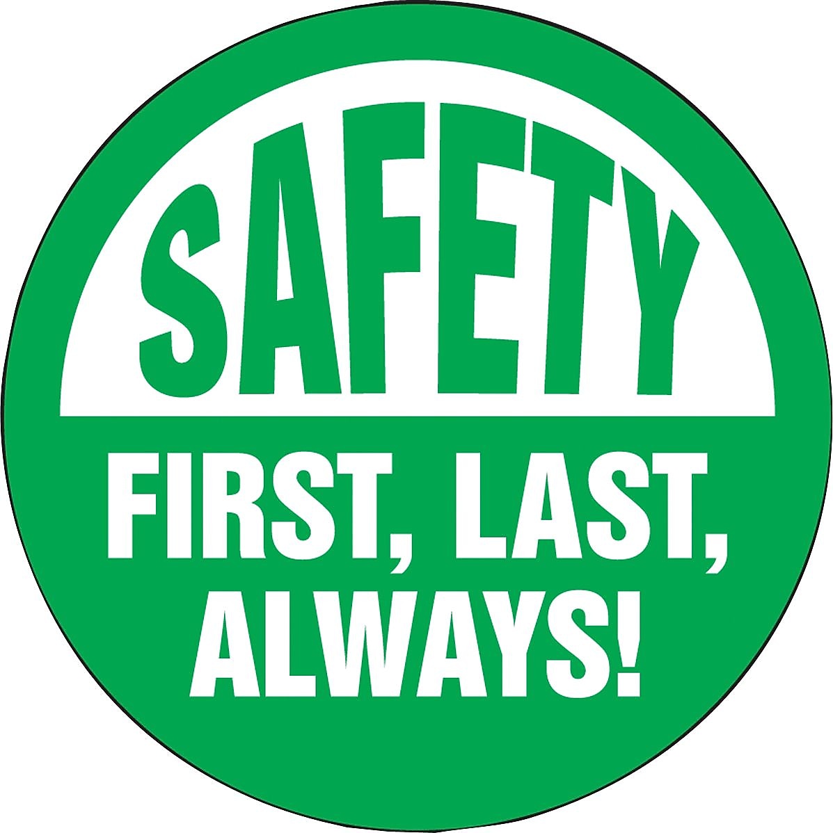 Accuform Hard Hat/Helmet Decal, SAFETY FIRST, LAST, ALWAYS!, 2 1/4", Adhesive Vinyl, 10/Pack (LHTL122)