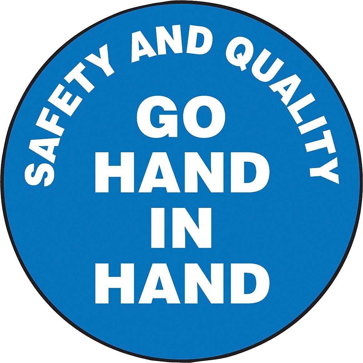 Accuform Hard Hat/Helmet Decal, SAFETY & QUALITY GO H& IN H&, 2 1/4", Adhesive Vinyl, 10/Pack (LHTL169)