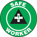 Accuform Hard Hat/Helmet Decal, SAFE WORKER, 2¼", Adhesive Vinyl, 10/Pack (LHTL157)