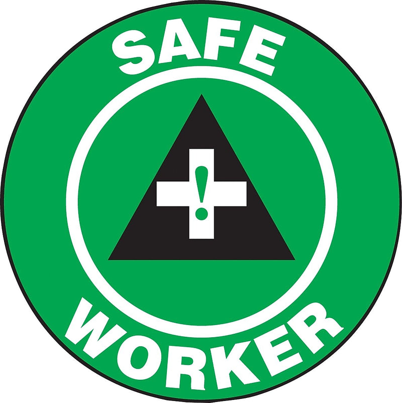 Accuform Hard Hat/Helmet Decal, SAFE WORKER, 2¼", Adhesive Vinyl, 10/Pack (LHTL157)