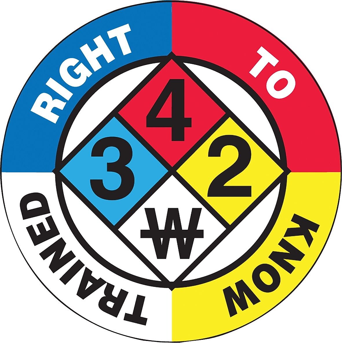 Accuform Hard Hat/Helmet Decal, RIGHT TO KNOW TRAINED, 2 1/4", Adhesive Vinyl, 10/Pack (LHTL392)
