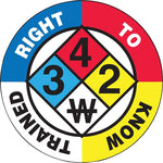 Accuform Hard Hat/Helmet Decal, RIGHT TO KNOW TRAINED, 2 1/4", Adhesive Vinyl, 10/Pack (LHTL392)