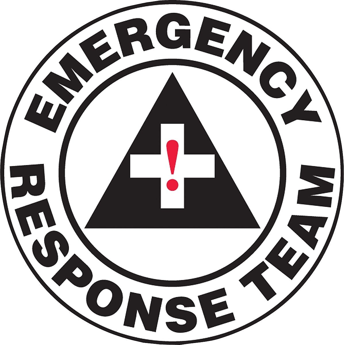 Accuform Hard Hat/Helmet Decal, EMERGENCY RESPONSE TEAM, 2¼", Adhesive Vinyl, 10/Pack (LHTL121)