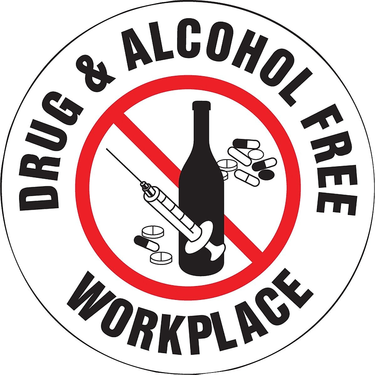 Accuform Hard Hat/Helmet Decal, DRUG & ALCOHOL FREE WORKPLACE, 2 1/4", Adhesive Vinyl, 10/Pack (LHTL120)