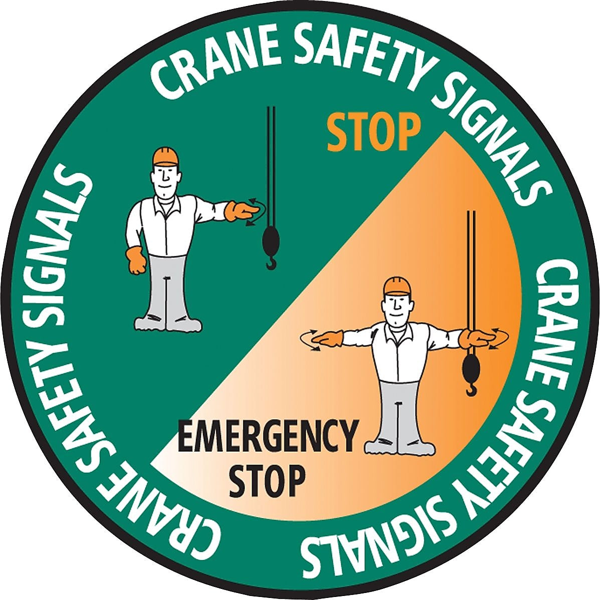 Accuform Hard Hat/Helmet Decal, CRANE SAFETY SIGNALS, 2¼", Adhesive Vinyl, 10/Pack (LHTL349)