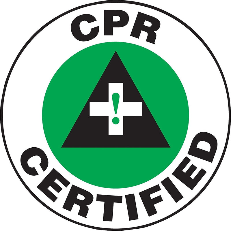 Accuform Hard Hat/Helmet Decal, CPR CERTIFIED, 2¼", Adhesive Vinyl, 10/Pack (LHTL115)
