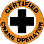 Accuform Hard Hat/Helmet Decal, CERTIFIED CRANE OPERATOR, 2¼", Adhesive Vinyl, 10/Pack (LHTL107)