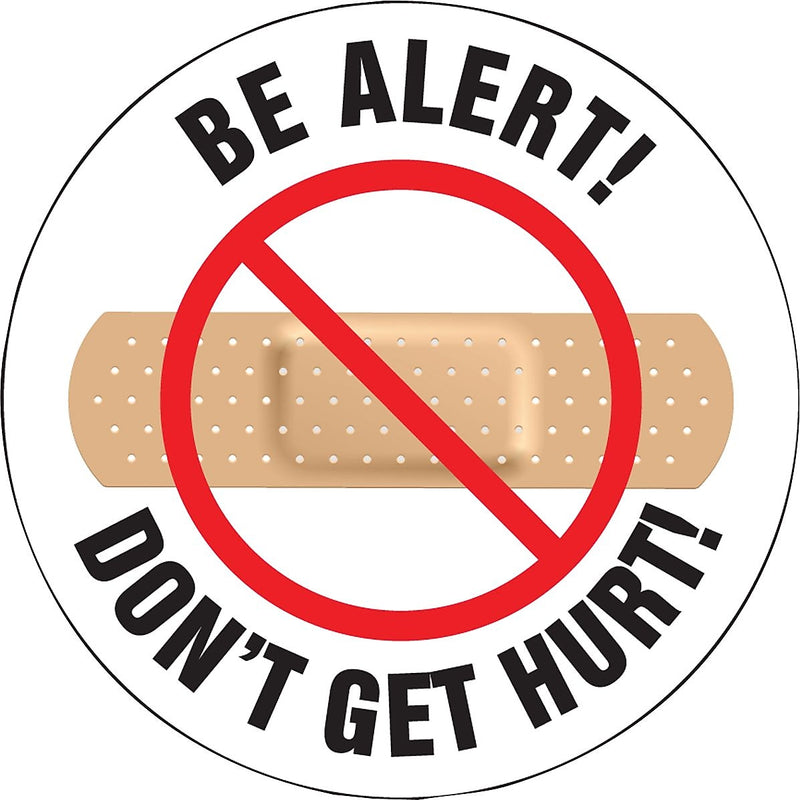 Accuform Hard Hat/Helmet Decal, BE ALERT! DON'T GET HURT!, 2 1/4", Adhesive Vinyl, 10/Pack (LHTL104)