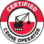 Accuform Hard Hat/Helmet Decal, CERTIFIED CRANE OPERATOR, 2¼", Adhesive Vinyl, 10/Pack (LHTL350)