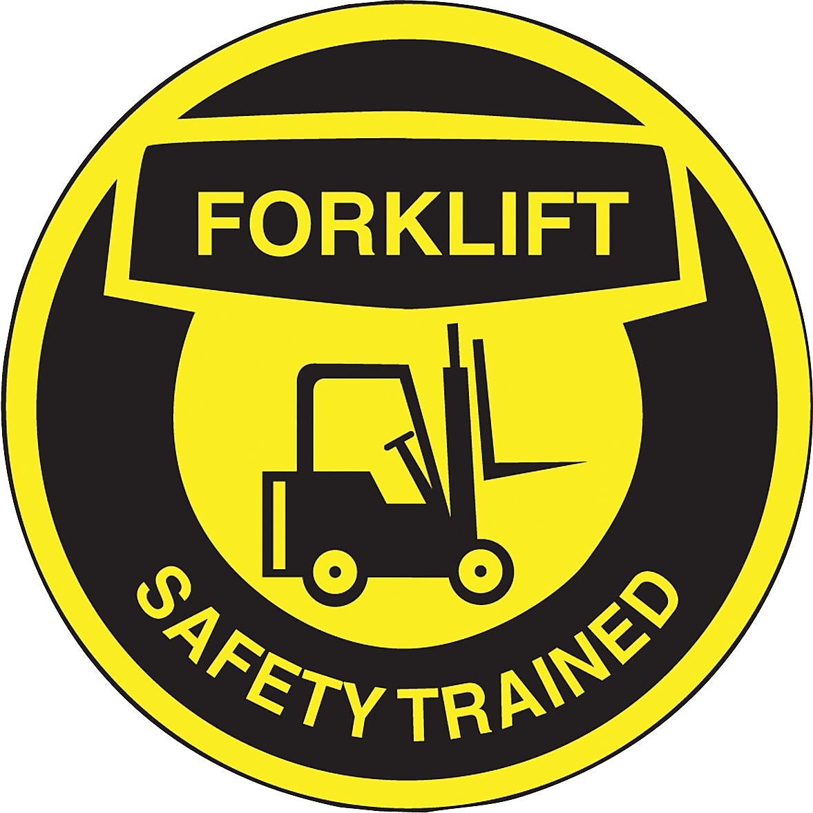 Accuform Hard Hat/Helmet Decal, FORKLIFT SAFETY TRAINED, 2 1/4", Adhesive Vinyl, 10/Pack (LHTL336)