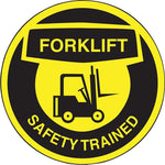 Accuform Hard Hat/Helmet Decal, FORKLIFT SAFETY TRAINED, 2 1/4", Adhesive Vinyl, 10/Pack (LHTL336)
