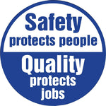 Accuform Hard Hat/Helmet Decal, SAFETY PROTECTS PEOPLE QUALITY PROTECTS JOB, 2 1/4" Vinyl, 10/Pack (LHTL304)