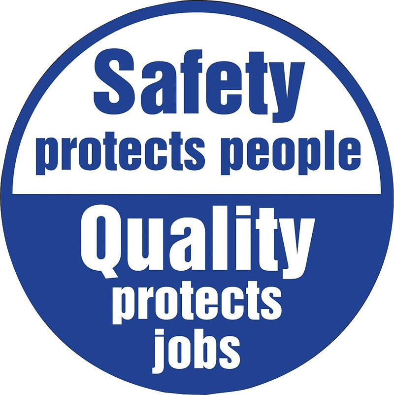 Accuform Hard Hat/Helmet Decal, SAFETY PROTECTS PEOPLE QUALITY PROTECTS JOB, 2 1/4" Vinyl, 10/Pack (LHTL304)