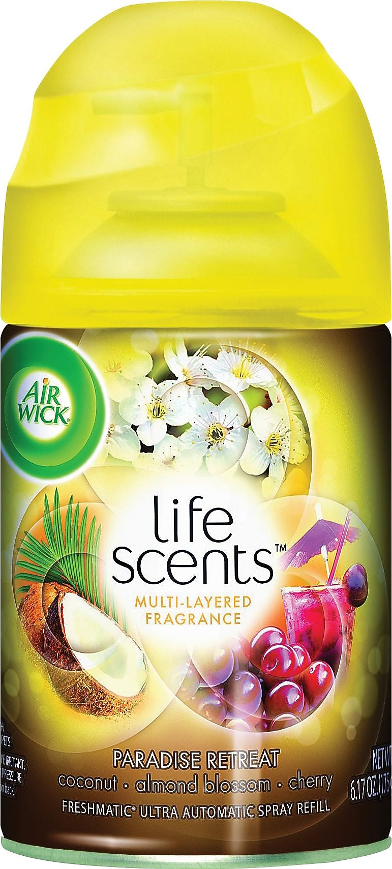 Air Wick Freshmatic Ultra Air Freshener Refill, Paradise Retreat Scent, 6.17 oz., 6/Carton (RAC91099)