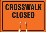 Accuform Traffic Cone Top Warning Sign, CROSSWALK CLOSED, 10" x 14", Plastic (FBC773)