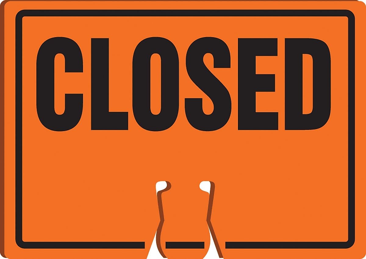 Accuform Traffic Cone Top Warning Sign, CLOSED, 10" x 14", Plastic (FBC774)