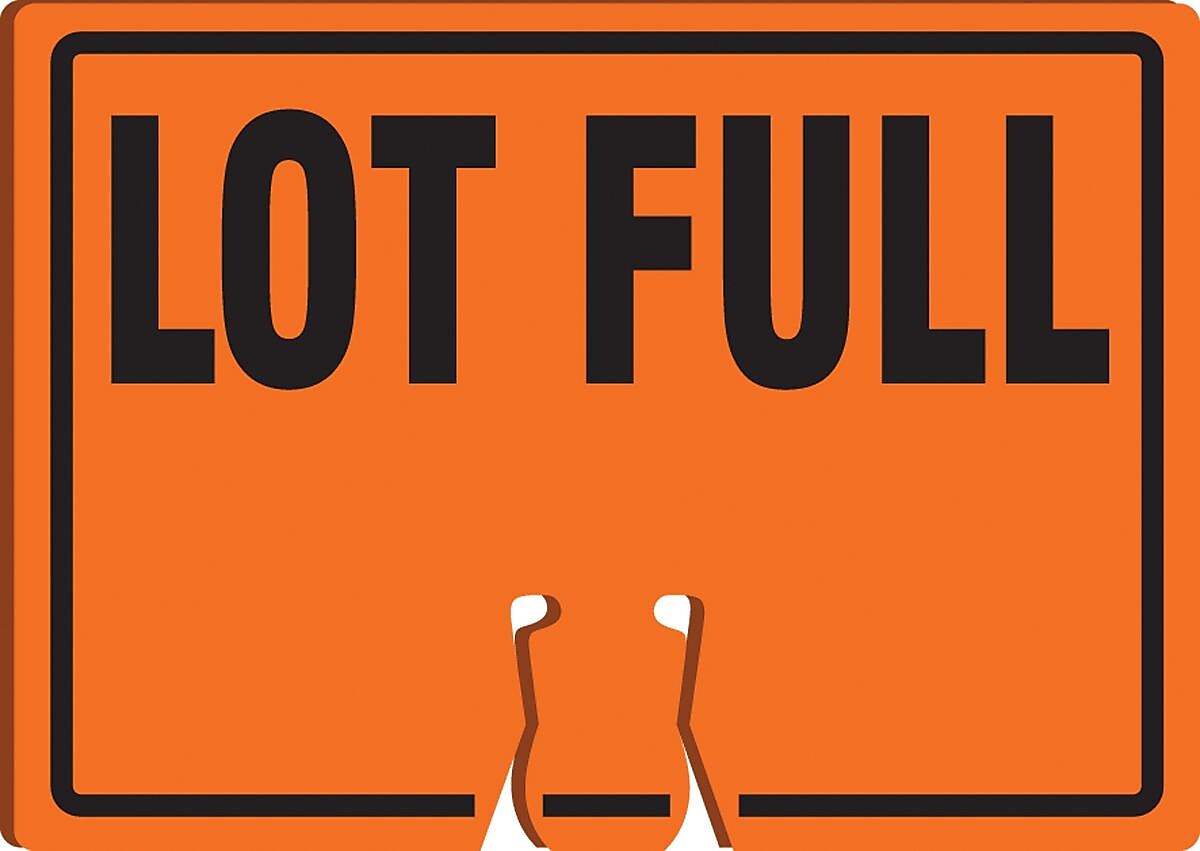 Accuform Traffic Cone Top Warning Sign, LOT FULL, 10" x 14", Plastic (FBC798)