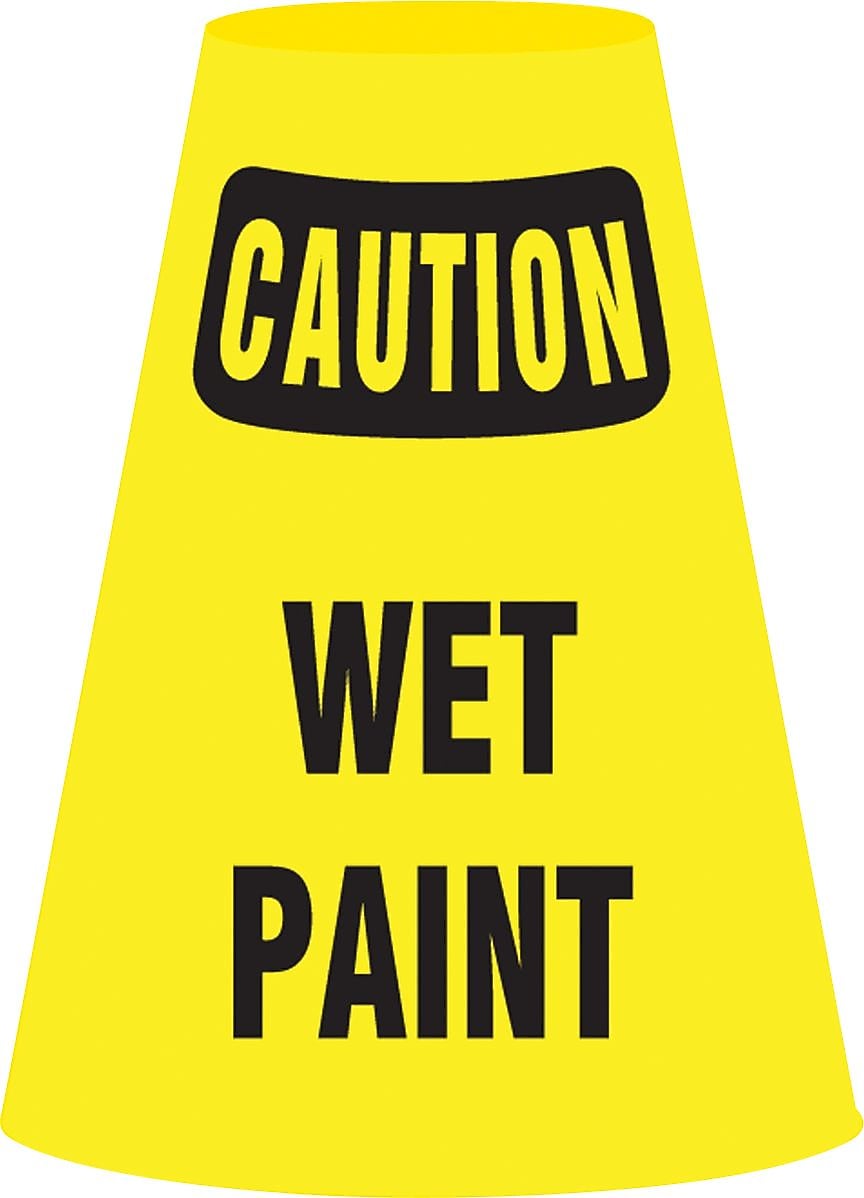 Accuform Traffic Cone Cuff Sleeve, CAUTION WET PAINT, Reinforced Vinyl, 6/Pack (FBC921P)