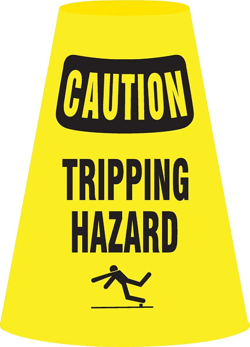 Accuform Traffic Cone Cuff Sleeve, CAUTION TRIPPING HAZARD, Reinforced Vinyl, 6/Pack (FBC913P)