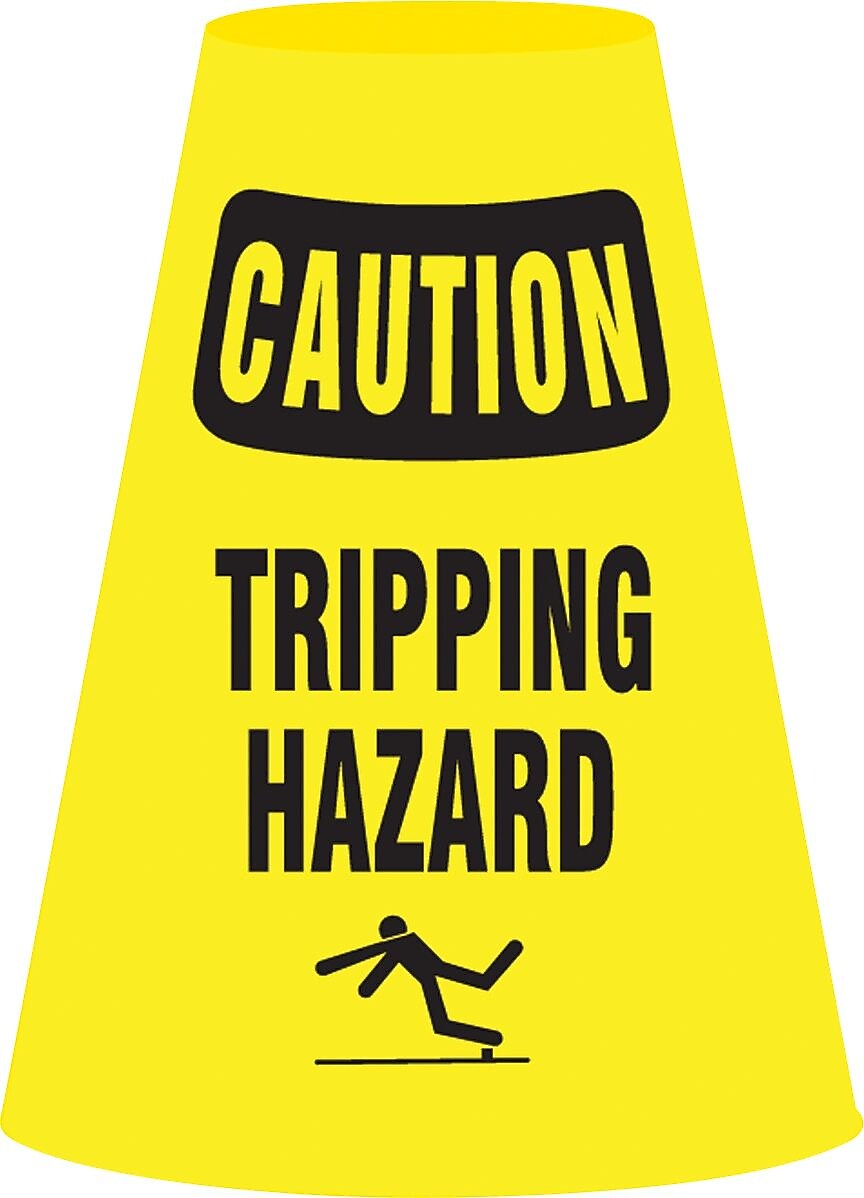 Accuform Traffic Cone Cuff Sleeve, CAUTION TRIPPING HAZARD, Reinforced Vinyl, 6/Pack (FBC913P)