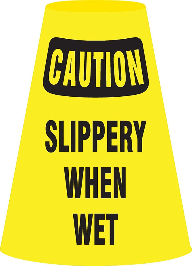 Accuform Traffic Cone Cuff Sleeve, CAUTION SLIPPERY WHEN WET, Reinforced Vinyl, 6/Pack (FBC920P)