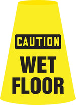 Accuform Traffic Cone Cuff Sleeve, CAUTION WET FLOOR, Reinforced Vinyl, 6/Pack (FBC923P)