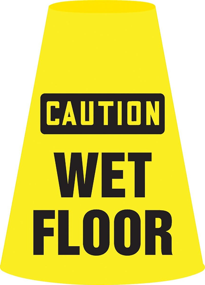 Accuform Traffic Cone Cuff Sleeve, CAUTION WET FLOOR, Reinforced Vinyl, 6/Pack (FBC923P)